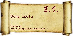 Berg Ipoly névjegykártya